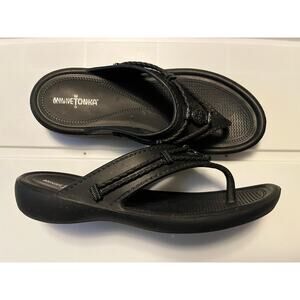 Minnetonka Silverthorne Prism Flip Flop Sandals Womens Size 11 Black Waterproof